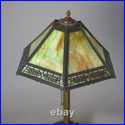 Antique Arts & Crafts Bradley & Hubbard Slag Glass Table Lamp Circa 1920