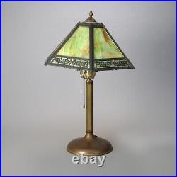 Antique Arts & Crafts Bradley & Hubbard Slag Glass Table Lamp Circa 1920