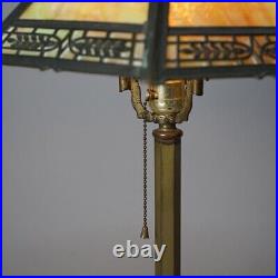Antique Arts & Crafts Bradley & Hubbard Slag Glass Table Lamp Circa 1920