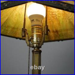 Antique Arts & Crafts Bradley & Hubbard Slag Glass Table Lamp Circa 1920