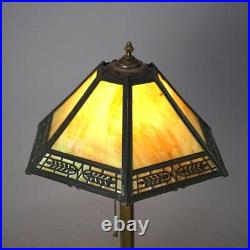 Antique Arts & Crafts Bradley & Hubbard Slag Glass Table Lamp Circa 1920