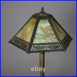 Antique Arts & Crafts Bradley & Hubbard Slag Glass Table Lamp Circa 1920