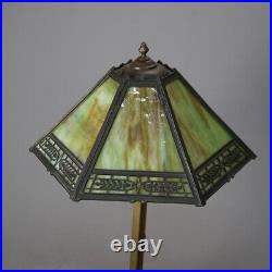 Antique Arts & Crafts Bradley & Hubbard Slag Glass Table Lamp Circa 1920