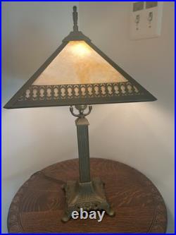 Antique Arts & Crafts Carmel Slag Glass Table Lamp 22 c 1910-1920