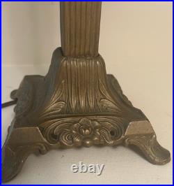 Antique Arts & Crafts Carmel Slag Glass Table Lamp 22 c 1910-1920