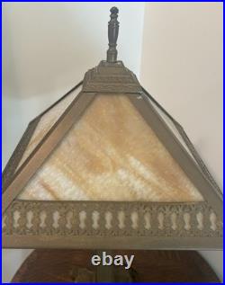 Antique Arts & Crafts Carmel Slag Glass Table Lamp 22 c 1910-1920