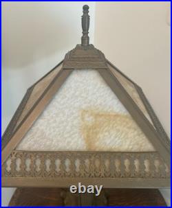 Antique Arts & Crafts Carmel Slag Glass Table Lamp 22 c 1910-1920