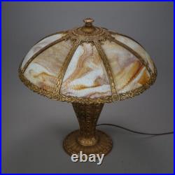 Antique Arts & Crafts Carmel Slag Glass Table Lamp Circa 1920