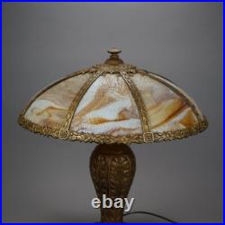Antique Arts & Crafts Carmel Slag Glass Table Lamp Circa 1920