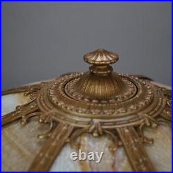 Antique Arts & Crafts Carmel Slag Glass Table Lamp Circa 1920