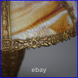 Antique Arts & Crafts Carmel Slag Glass Table Lamp Circa 1920