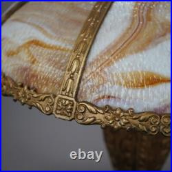 Antique Arts & Crafts Carmel Slag Glass Table Lamp Circa 1920