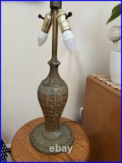 Antique Arts & Crafts Carmel Slag Glass Table Lamp Circa 1920 No Shade Antique Arts & Crafts Carmel Slag Glass Table Lamp Circa 1920 No Shade