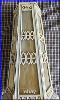 Antique Arts & Crafts Charles Parker Slag Glass 14.5 h Base Only