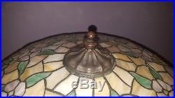 Antique Arts & Crafts Chicago Mosaic Leaded Slag Stained Glass Table Lamp