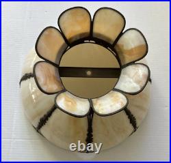 Antique Arts & Crafts Curved Caramel Slag Glass Panel Table Lamp Large