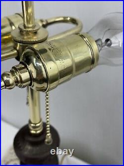 Antique Arts Crafts Deco Table Lamp For Reverse Painted Slag Stained Glass Shade