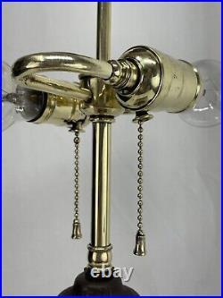 Antique Arts Crafts Deco Table Lamp For Reverse Painted Slag Stained Glass Shade