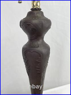 Antique Arts Crafts Deco Table Lamp For Reverse Painted Slag Stained Glass Shade