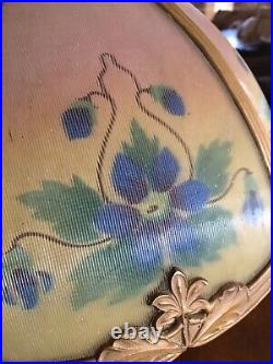 Antique Arts & Crafts Era Reverse Painted Slag Glass Lamp B&H Pittsburgh Era