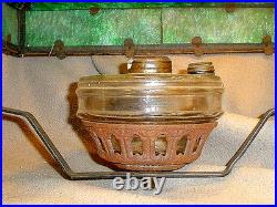 Antique Arts & Crafts Era Square Frame Slag Glass Hanging Oil Lampfor Restor