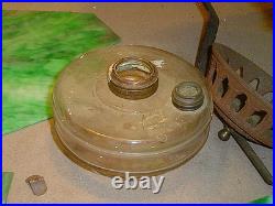 Antique Arts & Crafts Era Square Frame Slag Glass Hanging Oil Lampfor Restor