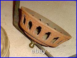 Antique Arts & Crafts Era Square Frame Slag Glass Hanging Oil Lampfor Restor