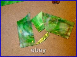 Antique Arts & Crafts Era Square Frame Slag Glass Hanging Oil Lampfor Restor
