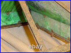 Antique Arts & Crafts Era Square Frame Slag Glass Hanging Oil Lampfor Restor Antique Arts & Crafts Era Square Frame Slag Glass Hanging Oil Lampfor Restor