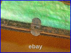 Antique Arts & Crafts Era Square Frame Slag Glass Hanging Oil Lampfor Restor