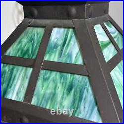 Antique Arts & Crafts Hanging Lamp Chandelier Copper & Slag Glass 3-Light 16L Antique Arts & Crafts Hanging Lamp Chandelier Copper & Slag Glass 3-Light 16L