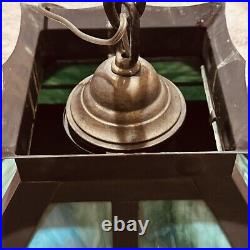 Antique Arts & Crafts Hanging Lamp Chandelier Copper & Slag Glass 3-Light 16L Antique Arts & Crafts Hanging Lamp Chandelier Copper & Slag Glass 3-Light 16L
