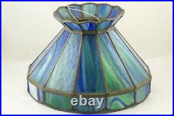 Antique Arts & Crafts Leaded Slag Glass Lamp Shade Light Fixture 12 Panel 15.5x