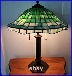 Antique Arts & Crafts Leaded Slag Stained Glass Suess Lamp Handel Tiffany