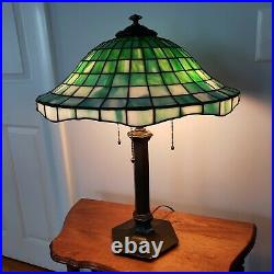 Antique Arts & Crafts Leaded Slag Stained Glass Suess Lamp Handel Tiffany