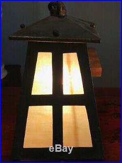 Antique Arts & Crafts / Mission Copper & Slag Glass Hanging Lamps Lanterns, 1900