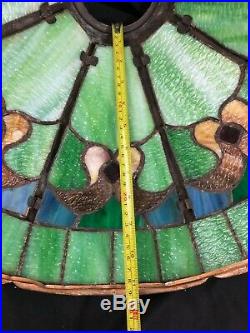 Antique Arts & Crafts Mission Leaded Stained Glass Slag Lamp Shade 19