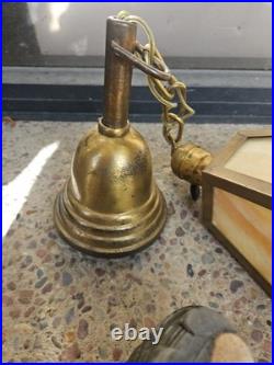Antique Arts Crafts Mission Style Slag Glass Brass Hanging Chain Light