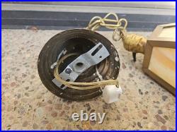 Antique Arts Crafts Mission Style Slag Glass Brass Hanging Chain Light
