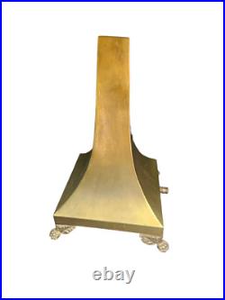 Antique Arts Crafts Mission Table Lamp Green Slag Glass Brass