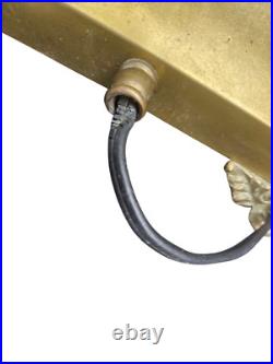 Antique Arts Crafts Mission Table Lamp Green Slag Glass Brass