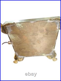 Antique Arts Crafts Mission Table Lamp Green Slag Glass Brass