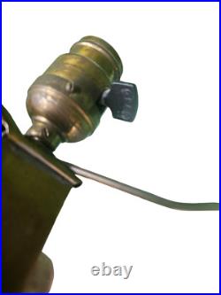 Antique Arts Crafts Mission Table Lamp Green Slag Glass Brass