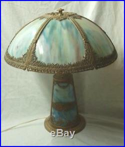 Antique Arts & Crafts, Nouveau, Slag Glass Panel Lighthouse Lamp. Handel, B&H Era