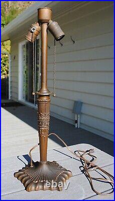 Antique Arts & Crafts Octagon Slag Glass Table Lamp