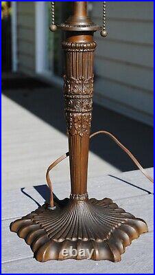 Antique Arts & Crafts Octagon Slag Glass Table Lamp