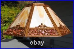 Antique Arts & Crafts Octagon Slag Glass Table Lamp