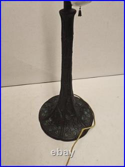 Antique Arts & Crafts Signed Rainaud Japanese Garden Slag Glass Panel Lamp