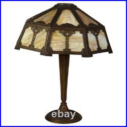 Antique Arts & Crafts Slag Glass Lamp C1910