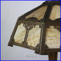 Antique Arts & Crafts Slag Glass Lamp C1910